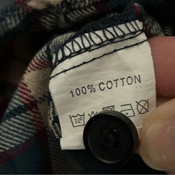 Pop England Blue Turquoise Cotton Flannel Button Up Men Size Large - Picture 5 of 7